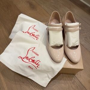 Christian Louboutin Miss Jane 55 mm Mary Janes - Patent calf - Leche Size 38.5